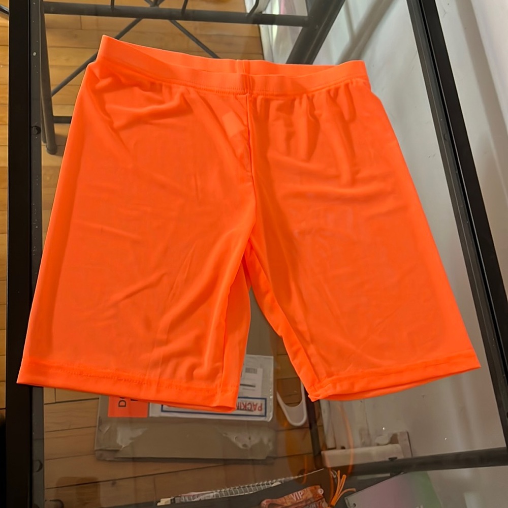Brand new neon orange biker shorts from Bglittz! Size L but fit more like a M🍊